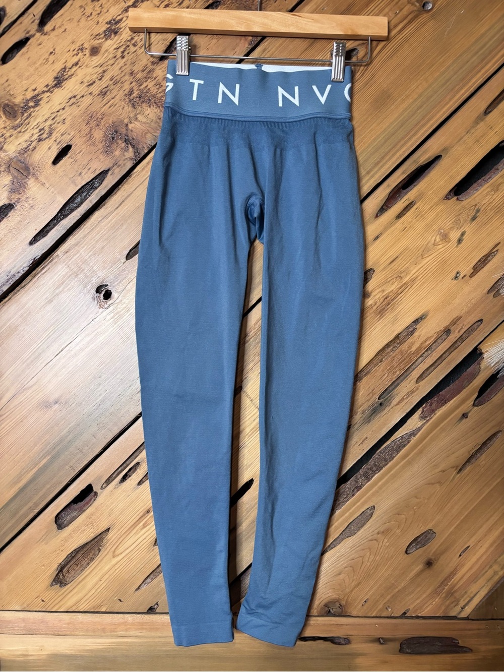 NVGTN Slate-Blue High Waist Leggings with Branded Waistband